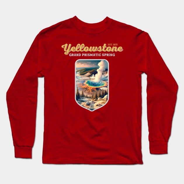 USA - NATIONAL PARK - YELLOWSTONE Grand Prismatic Spring - 3 Long Sleeve T-Shirt by ArtProjectShop